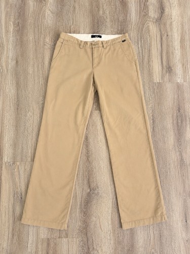 VANS Men's Beige Chino Pants 32 Regular Twill Stretch Straight Zip Pockets
