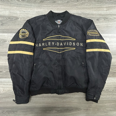 Vintage Harley Davidson Bomber Jacket Adult Large Biker Motorcycle Quilted 90s