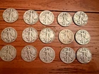 Lot of 15  Walking Liberty Silver Half Dollars