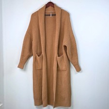 Free People Skylark Cardi Knit Duster Oversized Cardigan Small Tan Cozy Lagen