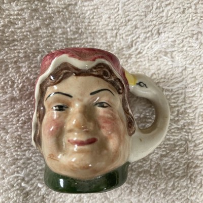 Artone England Handpainted Mini Toby Style Mug Woman w/Goose Handle VTG