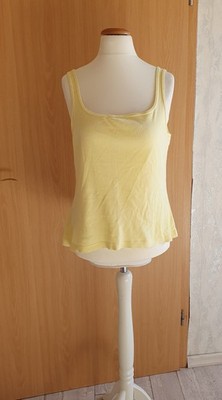 Vintage Basic Top Trägershirt helles Gelb Baumwolle Boxy fit  42 44
