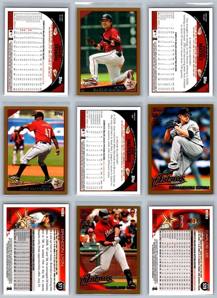 Lote de tarjetas de béisbol Houston Astros Topps serie dorada numerada #/2009 (10) casi nuevas Foto 3 de 4