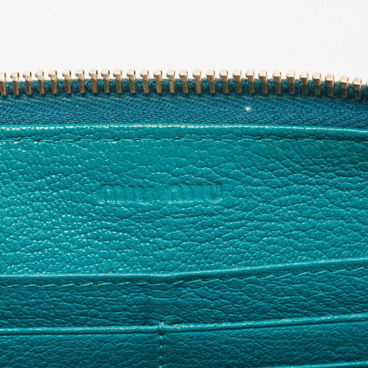 Miu Miu Green Leather Zip Around Wallet | eBay