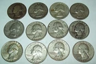 Lot of 12 Silver Washington Quarters $3.00 Face Value 90% Silver Coins