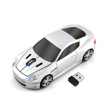 Silver Sports Car Shaped Wireless Optical Mouse 2.4GHz USB For Desktop Laptop