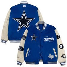 Mens Dallas Cowboys Royal Blue Letterman Full-Snap Jacket
