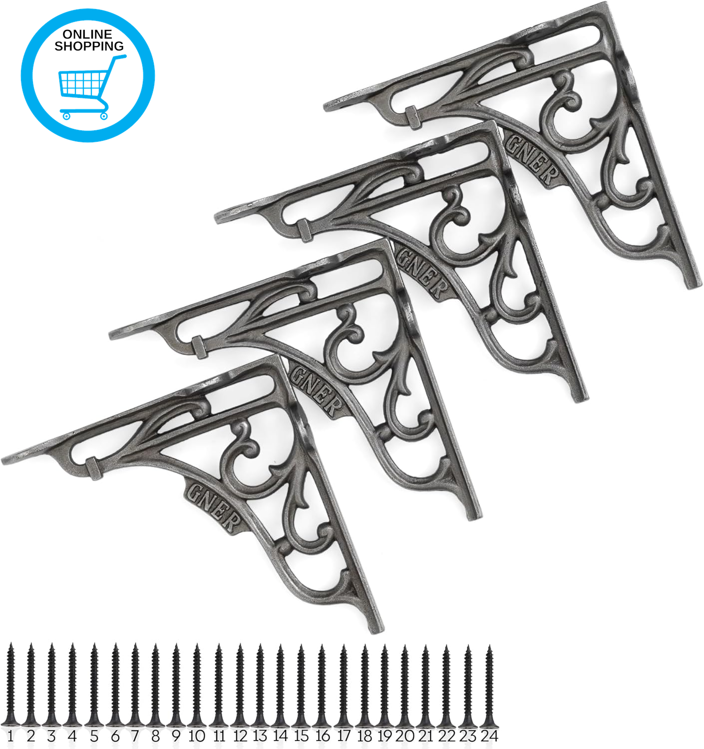 4Pcs Scaffold Board Shelf Brackets - 5X5 Inch Cast Iron Heavy Duty Wall Bracket