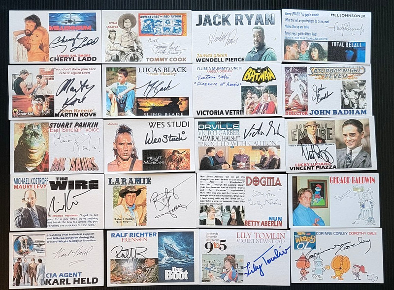 FREE SHIPPING 20 AUTOGRAPHED CELEBS MOVIES/TV RELATED 3X5 INCH INDEX CARDS LOT C
