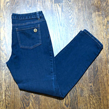 Michael Kors Dark Wash Blue Denim Skinny Jeans Slim Fit Mid Rise Stretch Size 8