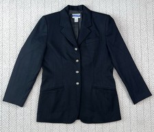 Pendleton Womens Blazer Jacket Black 100 Virgin Wool 4 Button Made In USA Sz 8