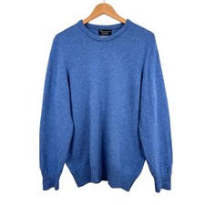 Hawick Knitwear Jumper Size M Lambswool Blue Crew Neck Made In Scotland Sweater