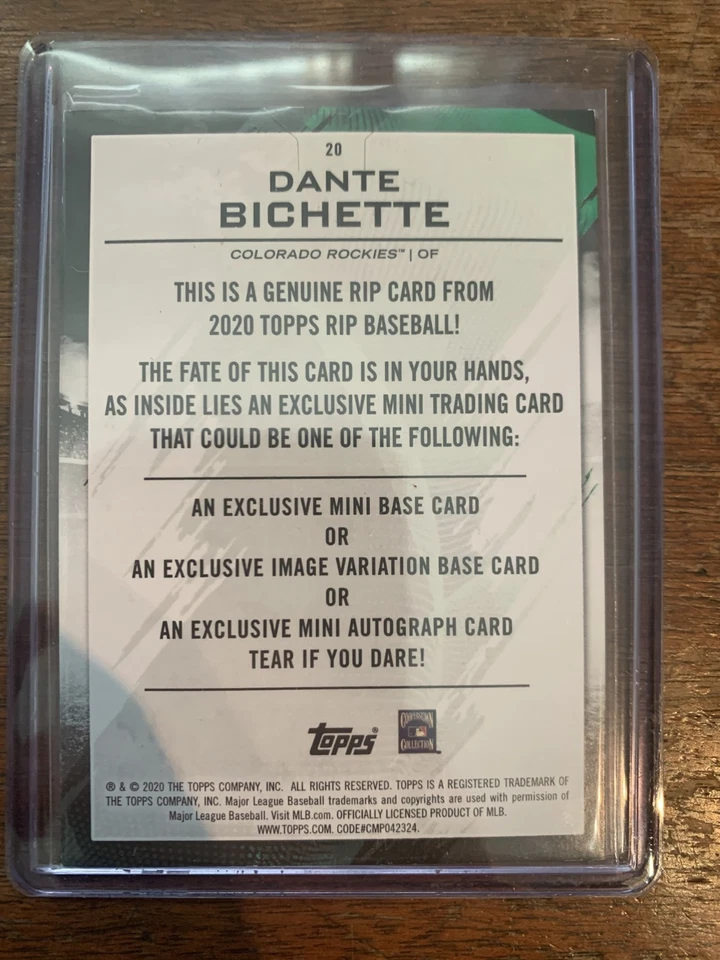 Tarjeta Topps RIP Dante Bichette 2020 negra sin rasgar/50 Foto 2 de 2