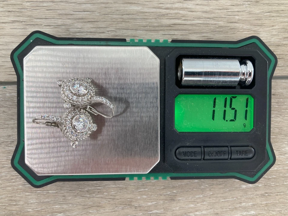 Impresionantes pendientes de piedra pavé redondos con bisagras circonita cúbica de plata esterlina Judith Ripka Foto 4 de 4