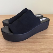 Steve Madden Y2K Slinky Sandal Slide Platform Black Womens 8 Excellent Condition