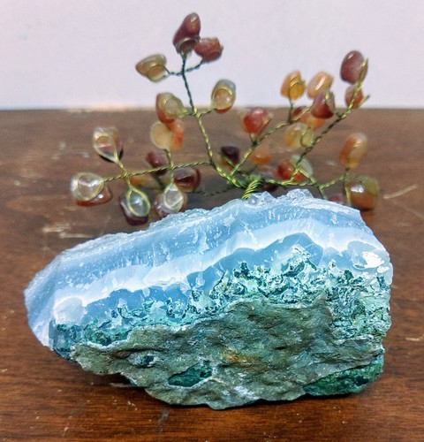 Árbol de piedras preciosas cornalina piedra preciosa multicolor árbol bonsai en amatista sin cortar - Imagen 7 de 9