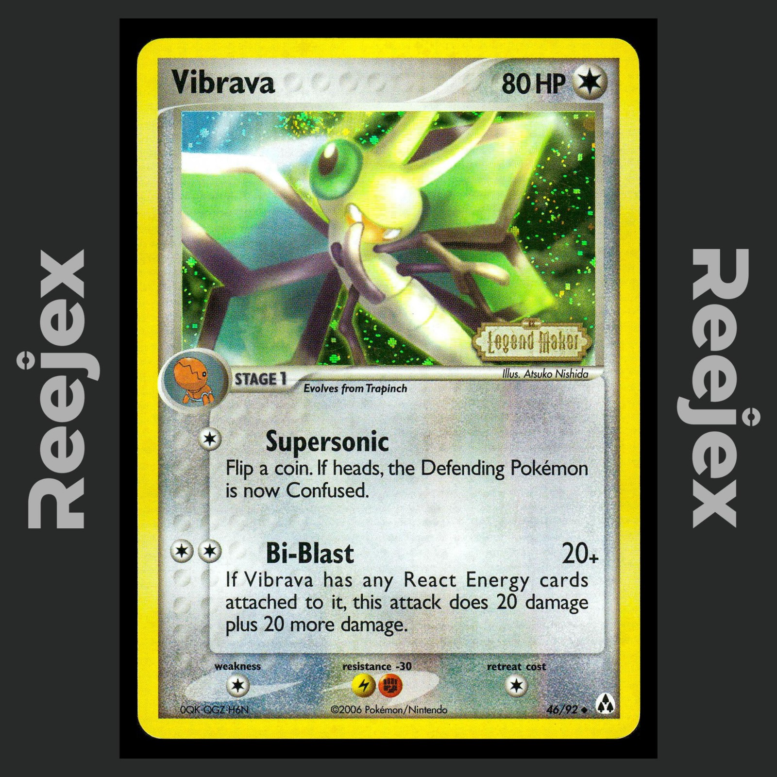 Vibrava - 46/92 - Reverse Holo Stamp - Legend Maker - Pokemon Card - LP
