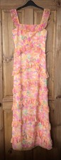 Pretty Lavish orange pink tropical floral ruffle dress 6