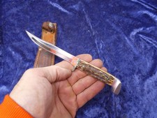 VINTAGE 1940-65 CASE STAG FIXED BLADE HUNTING KNIFE W/ SHEATH. NICE!