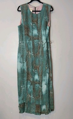 Vtg Y2K Maxi Dress Sz 16 Boho Gypsy Forest Fairy Flowy Resort Granola Cottage