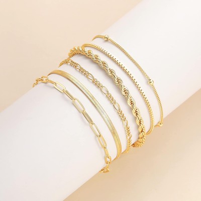 Yoosteel Gold Initial Bracelets for Women Girls, 14K Gold Filled Yoosteel Gold Initial Bracelets for Women Girls, 14K Gold Filled