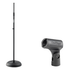 Round-Base Mic Stand Weighted Unbreakable Rubber Condenser Microphone Clip