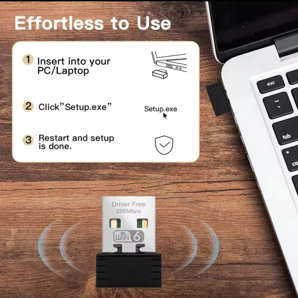 Fenvi WIFI 6 AX286 USB Adapter 2,4 GHz 300 Mbps 802.11ax Win7/10/11 - Bild 3 von 4