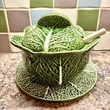 Cabbage Soup Terrine 28cm with Bowl, Lid & Ladle Vintage Ceramic Green UK SELLER