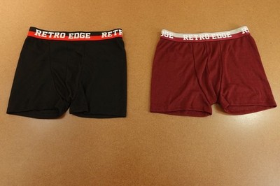 Retro Edge Boys Large (10/12) Black Maroon Logo Boxer Brief Underwear 2 Pack New