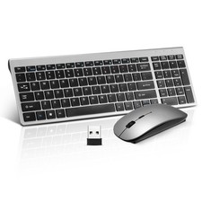 Grey Wireless Keyboard Mouse Combo Compact Quiet 2.4G UltraThin Sleek