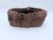 Vintage Brown Real Fur Headband Ear Warmer Adjustable Closure 22"