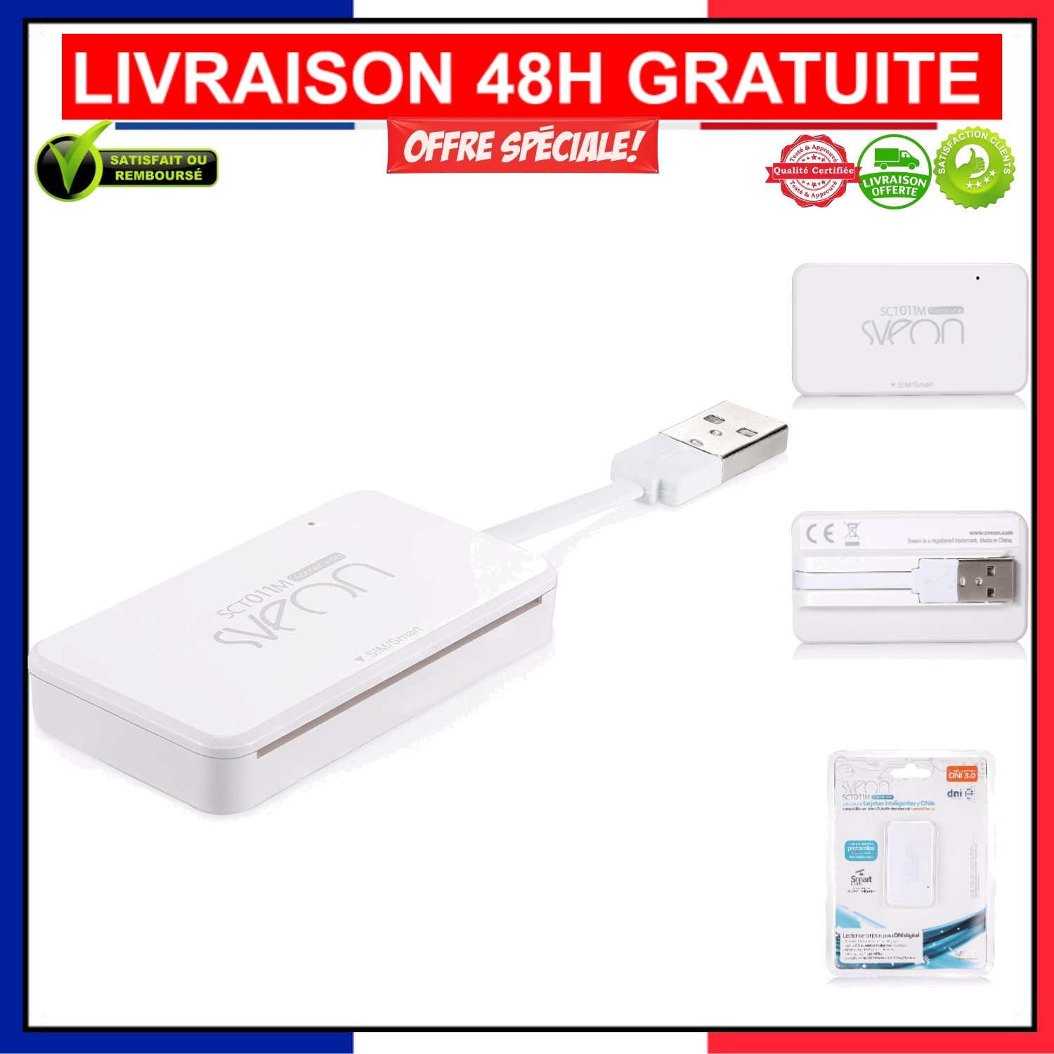 Lecteur de carte à puce USB Sveon SCT011M cranberry avec puce intelligente