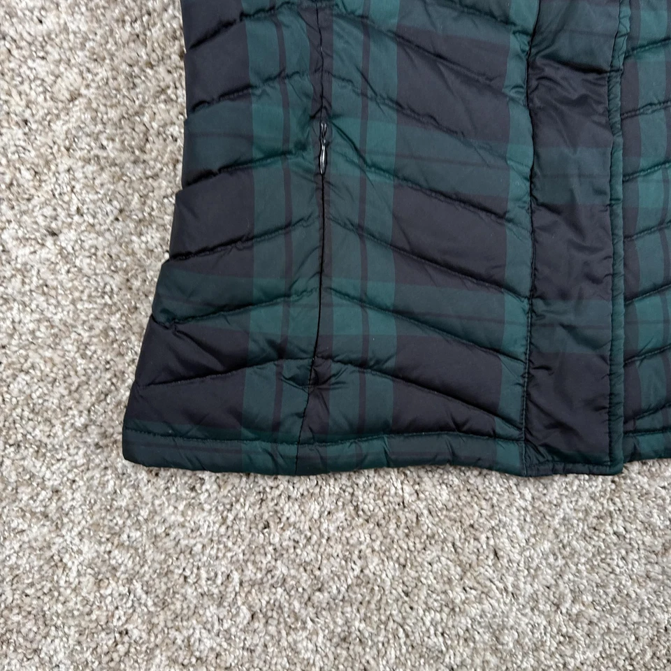 Talbots Vest Womens Medium Petite Green Black Plaid Down Puffer Quilted Warm - Image 3 of 4