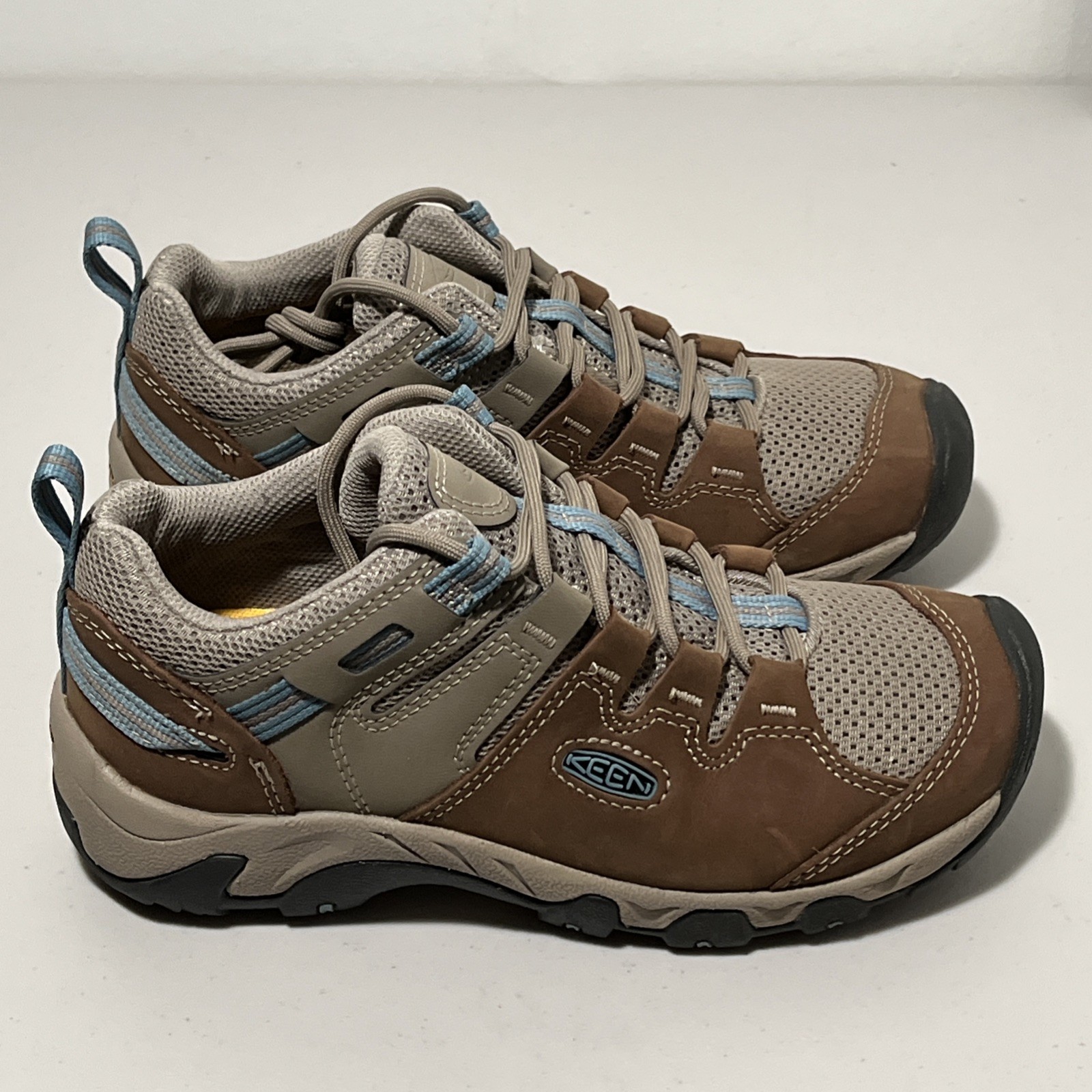 Keen Steens Vent 1022752 scarpa da trekking impermeabile donna 8 pelle marrone blu usata in ottime condizioni!
