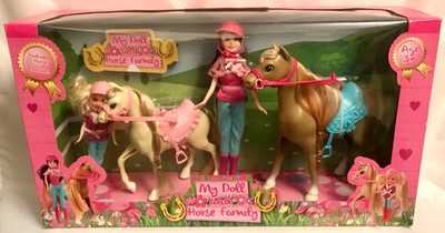 My Doll and Horse Family Play Set x2 Pferde & x2 Puppen BRANDNEU IN BOX     