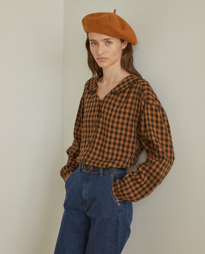 Yerse Gingham Shirt Brown/Black - Picture 2 of 6