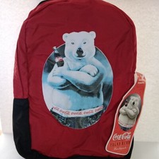 New With Tags Vintage 1996 Coca Cola Polar Bear Back Pack 16" By 11"