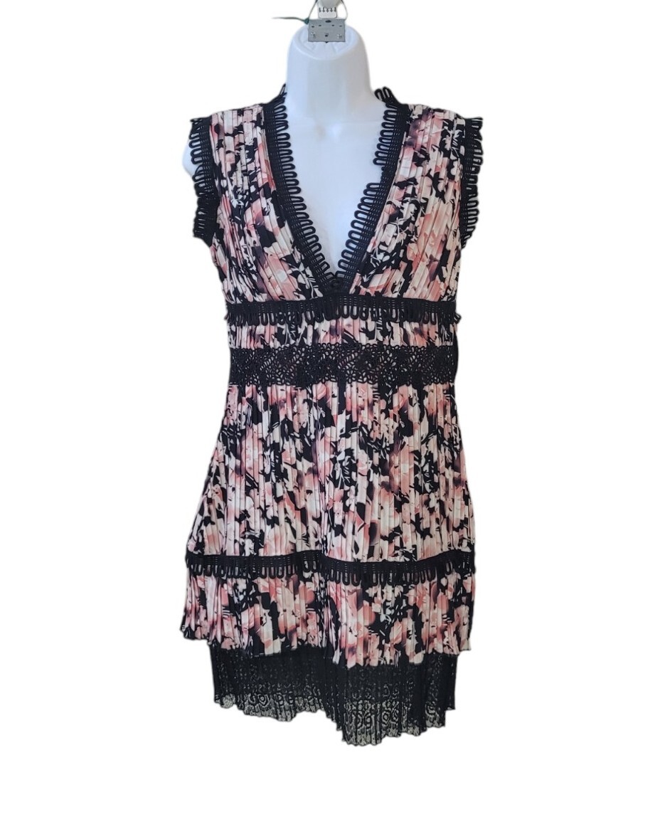 New FOXIEDOX XS Lace Trim Pleated Jasmine Dress Women | eBay