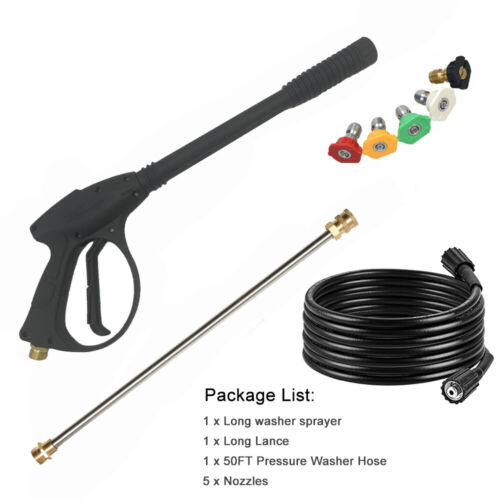 High Pressure Car Power Washer Gun Spray Long Wand Lance Hose 5 Nozzles M22 14mm - Picture 14 of 20