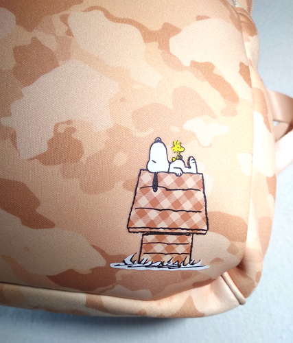 Peanuts Snoopy & Woodstock Peach Camo Backpack Bookbag 16"H 12"W New with Tags - Picture 4 of 12