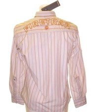 New Authentic Mens Firetrap Long Sleeve Striped Shirt Schmoov Slim Fit Dusk Pink