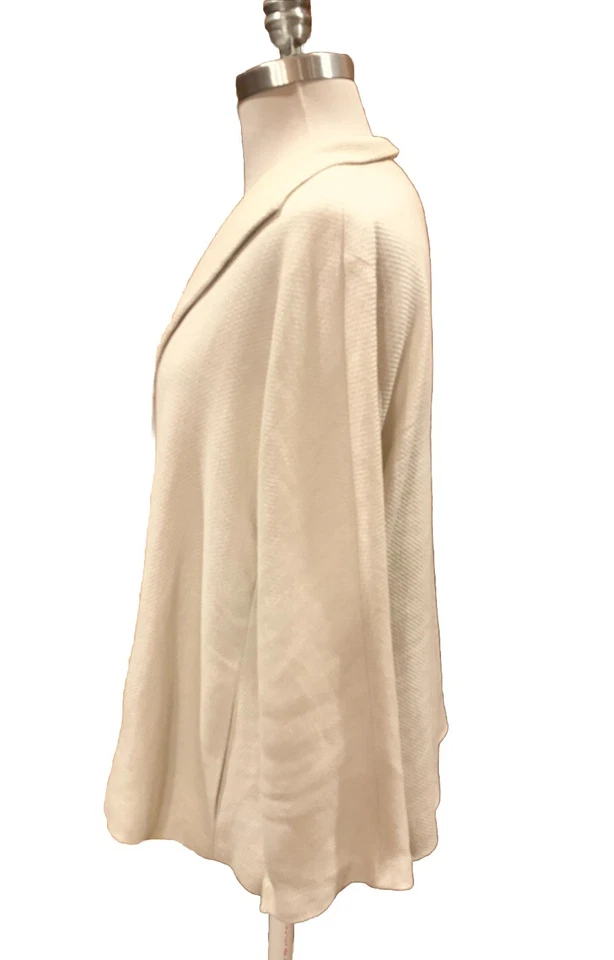 Chaqueta Blazer Eileen Fisher Mezcla de Lino Abierta Carrera Calce Relajado Talla Grande Marfil Foto 3 de 4