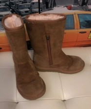 UGG Girls Classic II Boots Kids Chestnut Shearling Suede Sheepskin Tan Sz 1