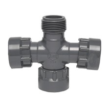 Dura 1" Swivel x Mipt x Swivel x Swivel Cross Gray Sch. 40 PVC 320-010 320010