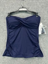 NWT Anne Cole Tankini Top Twist Convertible Strapless Womens Medium Navy Blue