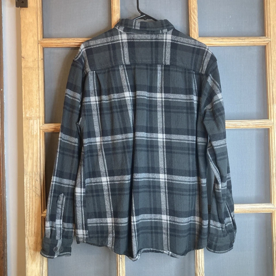 Camisa de franela a cuadros LS gris negra blanca Wolverine para hombre talla L, chaqueta, pesada Foto 2 de 4