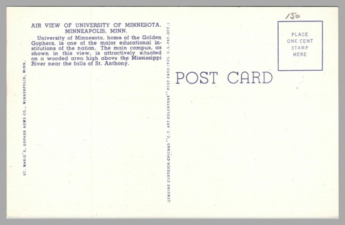 Air View University Of Minnesota Minneapolis Linen 1942 Curteich UNP Postcard - Picture 2 of 2