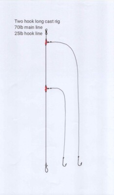 4 X No2 Circle Two Hook Long Cast Rig's
