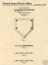 HOME PLATE US PATENT Art Print READY TO FRAME!! MLB 1964 Baseball Base
