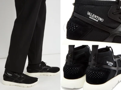 Valentino Garavani Stud Sound Haut Tricoté Baskets Chaussures 40,5 - Photo 1/4